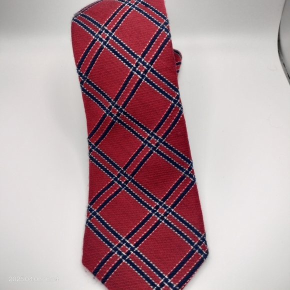 Cremieux Mercer St. Collection Tie Necktie Plaid Red Textured Handmade Flaw - Picture 2 of 11
